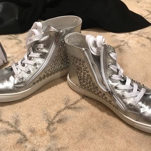 Steve Madden silver studded high tops size 9